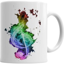 Baskı Dükkanı Clave De Sol Müzik Nota Kupa Bardak Porselen
