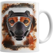 Baskı Dükkanı Maskeli Pug Köpek Kupa Bardak Porselen