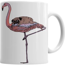 Baskı Dükkanı Flamingo Pug Köpek Kupa Bardak Porselen