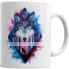 Baskı Dükkanı Color Wolf Kupa Bardak Porselen