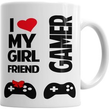 Baskı Dükkanı I Love My Girl Friends Gamer Kupa Bardak Porselen