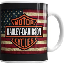 Baskı Dükkanı Harley Bandeira Kupa Bardak Porselen