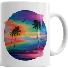 Baskı Dükkanı Summer Glitch Kupa Bardak Porselen