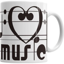 Baskı Dükkanı I Love Müzic Müziği Seviyorum Müzik Kupa Bardak