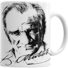 Baskı Dükkanı Atatürk İmzalı Kupa Bardak Porselen