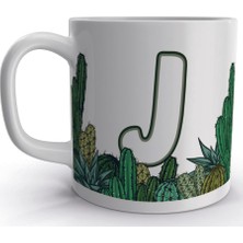 Rock'n Fox J Harfi Kaktüs Tasarım Harfli Kupa Bardak