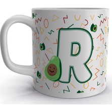Rock'n Fox R Harfi Avokado Tasarım Renkli Harfli Kupa Bardak
