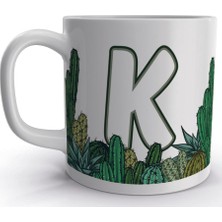 Rock'n Fox K Harfi Kaktüs Tasarım Harfli Kupa Bardak