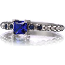 Katar Gümüş Kare Taş Ince Işçilik Gümüş Yüzük