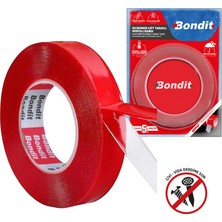 Bondit Silikonlu Çift Taraflı Akrilik Şeffaf Bant 18Mm x 2Mt