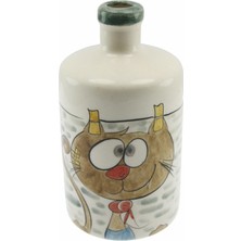 Otantik Çini Eğlenceli Pasaklı Kedi Mutfak Tipi Yağ Şişesi 900Ml