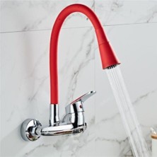 Arçe Kıvrılabilir Esnek Renkli Silikon Musluk Bataryası Başlığı Çift Fonksiyonlu Kırmızı