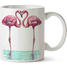Art Hediye Flamingo Aşk Baskılı Kupa Bardak