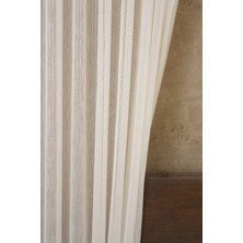 Massarelli Ince Çizgili Şantuklu Tül Krem 1-3 Sık Pile 100 x 260 cm