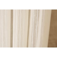 Massarelli Ince Çizgili Şantuklu Tül Krem 1-3 Sık Pile 100 x 260 cm