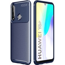 Coverzone Huawei Y6P Kılıf Karbon Delüx Tpu Silikon DLX Lacivert