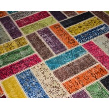 Madalyon Patchwork Yün Halı - Renkli