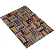 Madalyon Patchwork Yün Halı - Renkli