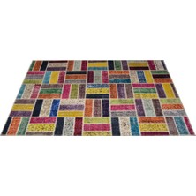 Madalyon Patchwork Yün Halı - Renkli