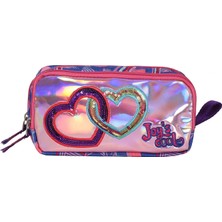 Joy's Cool Simli ve Pullu Kalp Desenli Kalem Çantası - Kız Çocuk - İki Bölmeli