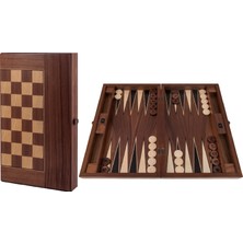 Tuana Geniş Büyük Ceviz Damalı Tavla 50 x 30 x 7 cm