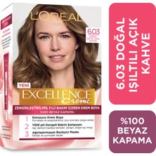 L'Oréal Paris Excellence Creme Saç Boyası - 6.03 Doğal Işıltılı Açık Kahve