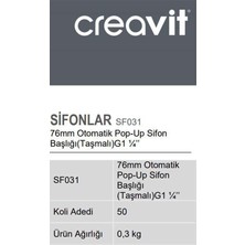 Creavit SF031 76 mm Otomatik Pop-Up Sifon Başlığı (Taşmalı) G1 1/4''