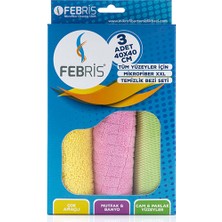 Febris Temizlik Seti 4'lü + 2'li  Cam Bezi + 3'lü Temizlik Bezi Seti + Mop