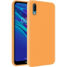 Kzy Huawei Y6 2019 İçi Kadife Soft Silikon Kılıf - Turuncu