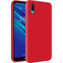 Kzy Huawei Y6 2019 İçi Kadife Soft Silikon Kılıf - Kırmızı