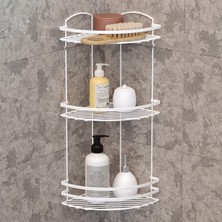 Tekno-tel 3 Katlı Banyo Duş Köşe Rafı Beyaz Lm009