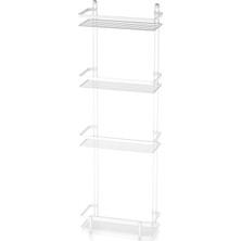 Tekno-tel 4 Katlı Kancalı Banyo Rafı Beyaz Es060H