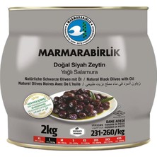 Marmarabirlik Yağlı Salamura (Hiper) Siyah Zeytin (L) 2 kg (231-260) Teneke Kutu