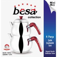 Besa Kırmızı Kulp Mini Boy Süzgeçli Demlik Çift Kapak 2,15 lt