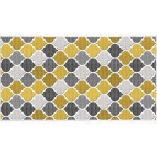 EXCLUSIVE Saray Dijital Halı Kelli Geometrik Gri Sarı 80 x 120 cm