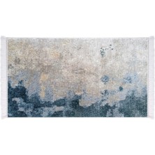 EXCLUSIVE Saray Dijital Halı Saçaklı Doris Soyut Mavi 80 x 120 cm
