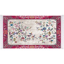 EXCLUSIVE Saray Dijital Halı Saçaklı Karla Çiçekli Çok Renkli 80 x 120 cm