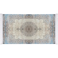 EXCLUSIVE Saray Dijital Halı Saçaklı Mona Klasik Mavi 80 x 120 cm