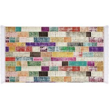 EXCLUSIVE Toprak Dijital Halı Saçaklı Lana Patchwork Renkli 180 x 280 cm
