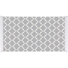 EXCLUSIVE Saray Dijital Halı Saçaklı Penny Geometrik Gri Beyaz 80 x 120 cm