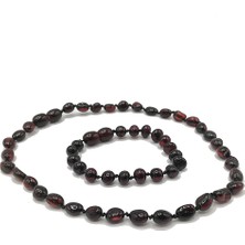 Vip Kehribar Sertifikalı Baltık Kehribar Yassı Kehribar Bebek Diş Kolyesi Bileklik Set