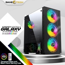 Gametech Glaxy Kumandalı RGB 3 x 140 mm - 1 x 120 mm Fan Oyuncu Bilgisayar Kasası