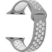 Microsonic Apple Watch Uyumlu Series 3 38mm Rainbow Sport Band Kordon Gri - Beyaz
