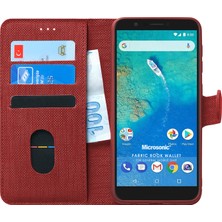 Microsonic General Mobile GM8 Kılıf Fabric Book Wallet Kırmızı