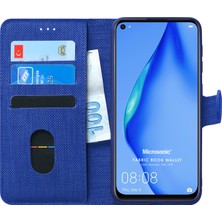 Microsonic Huawei P40 Lite Kılıf Fabric Book Wallet Lacivert