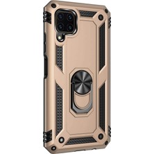 Microsonic Huawei P40 Lite Kılıf Military Ring Holder Gold