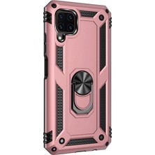 Microsonic Huawei P40 Lite Kılıf Military Ring Holder Rose Gold