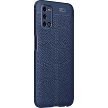 Microsonic Oppo A92 Kılıf Deri Dokulu Silikon Lacivert