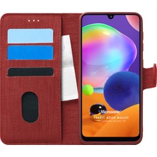 Microsonic Samsung Galaxy A31 Kılıf Fabric Book Wallet Kırmızı