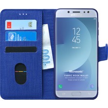 Microsonic Samsung Galaxy J7 Pro Kılıf Fabric Book Wallet Mavi